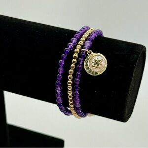 Spring Street Purple and Gold Bracelet Set‎ with Charm